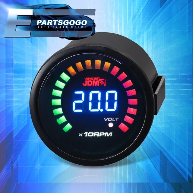 For Miata RX7 2" 52MM JDM RPM Tachometer Volt Blue Digital LED Auto Gauge Meter