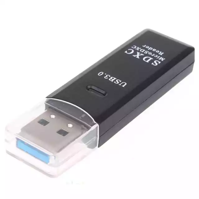 USB 3.0 2 en 1 Card Reader lector de tarjetas micro SDXC SD TF Negro Portatil #1