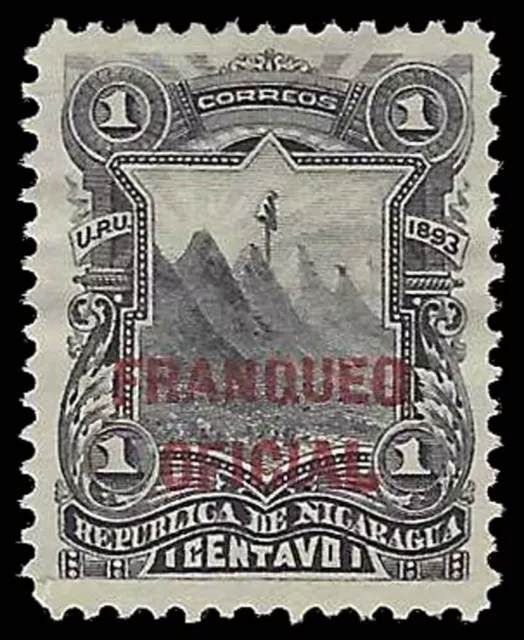 1893 NICARAGUA Stamp - Overprint "Official", 1c K50D