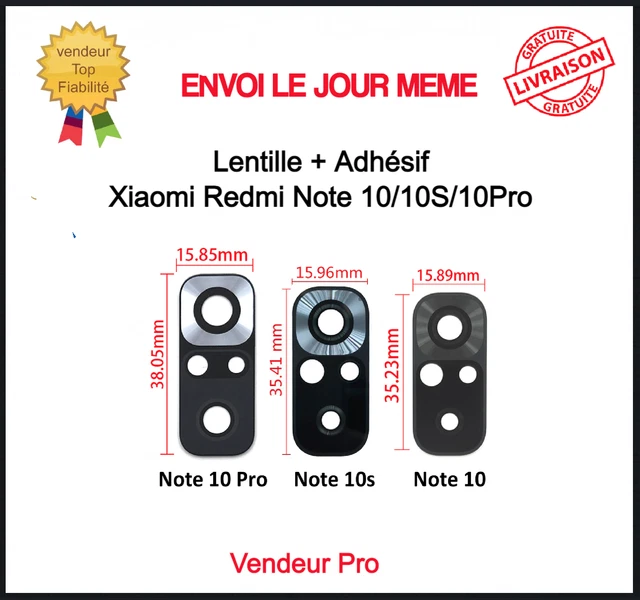 Vitre Arrière + Cache Batterie Pour Xiaomi Redmi Note 10 Pro - Neuf, Couleur Noire