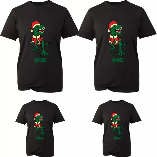Personalised Santa T-Rex Dinosaur Christmas T-Shirt Tyrannosaurus Rex Xmas Top