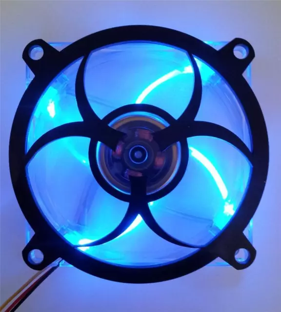 Custom 80mm BIO HAZARD Computer Fan Grill Gloss Black Acrylic Cooling Cover Mod