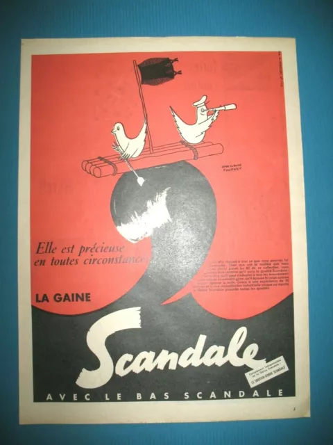 Publicite De Presse Scandale Gaine Precieuse Illustration J.-C.  Fournet Ad 1955