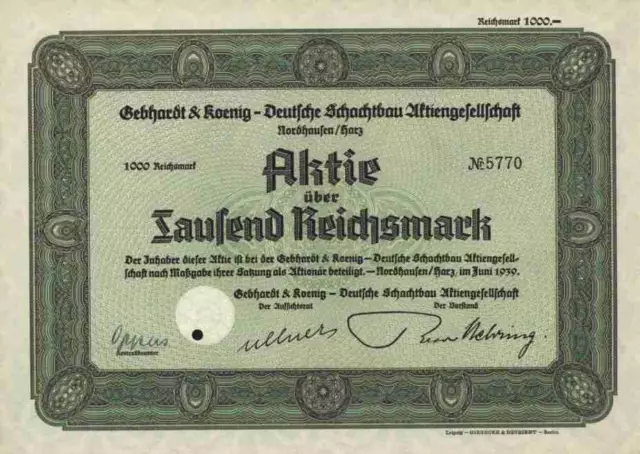 Gebhardt & Koenig Deutsche Schachtbau 1939 Nordhausen Eisleben Schrobenhausen #