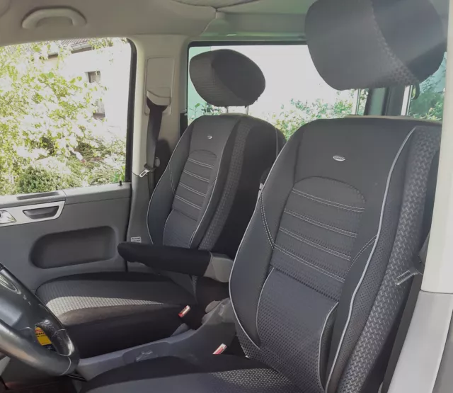 Sitzbezug Kunstleder Sitzbezüg Grau Leder 2 Sitze für VW T5 T6 Caravel
