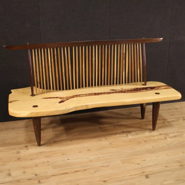 George Nakashima Bench Style Carved Wood Design Sofa Banc xx Second