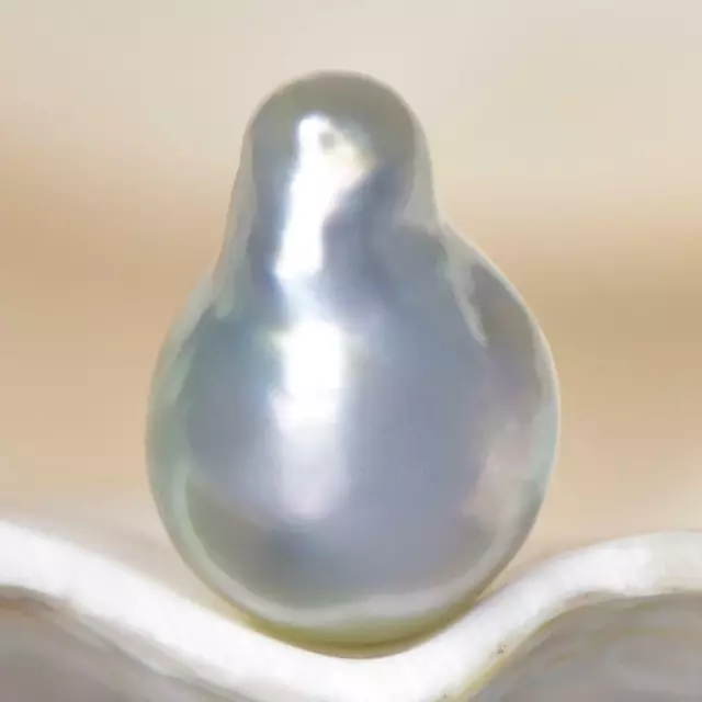 South Sea Pearl Silvery Cream Baroque 12.80 mm Maluku Indonesia 1.20 g undrilled 3
