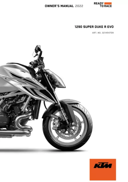 Ktm 1290 Super Duke R Evo (Versione Eu/Jp) 2022 Manuale Proprietario Rilegato