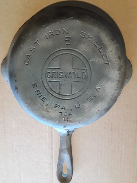 GRISWOLD Cast Iron SKILLET-# 5 LARGE LOGO 724, Sandblasted Ready for Restoration
