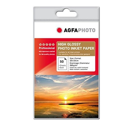 Agfa 10x15cm 260gsm Professional PESANTE LUCIDO carta fotografica a getto d'inchiostro 