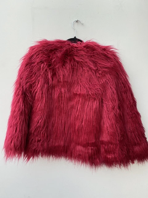 Giacca cappotto yeti rosa soffice nuova con etichette nuova con etichette invecchiata pelliccia 9-10 prezzo di prezzo £40 pelosa 3