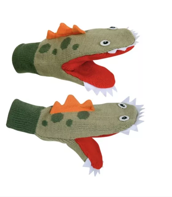 DINOSAUR Set 3-6 yrs Kidorable Knitted Hat Scarf Gloves Boys T-REX Kids 3