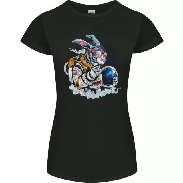 Space Bunny Funny Astronaut Space Rabbit Womens Petite Cut T-Shirt