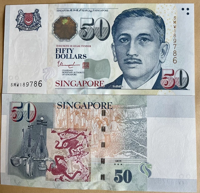 Singapore 50 Dollars 2019 Year P-49j UNC Three Stars On Back