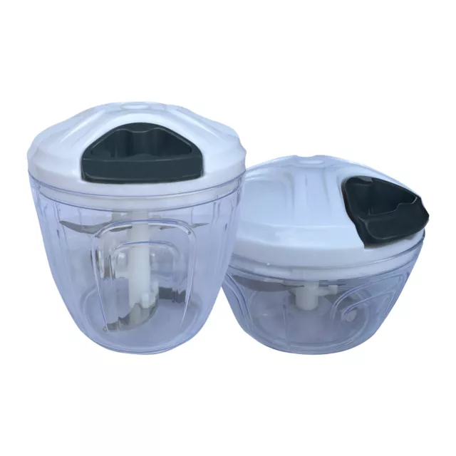 Pull String Hand Chopper Manual Food Processor To Slice Kitchen Tool - White