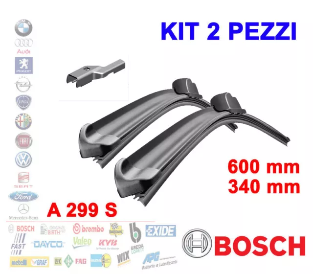 Spazzole Tergicristallo Gomma Bosch 3397007299 Aerotwin 60 34 Cm A299S Kit 2 Pz