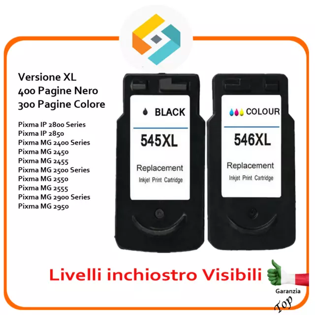 Kit 2 Cartucce compatibili per Canon PG-545 CL-546 Pixma MG2400 Series MG2550