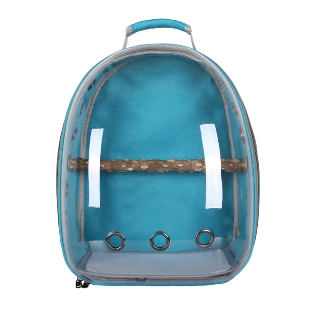 Bird Carrier Cage Shoulder Bag Pet Parrot Travel Clear Backpack Light Blue