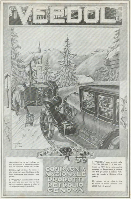 J0765 VEEDOL - Illustrazione - Pubblicità grande formato - 1924 Old advertising