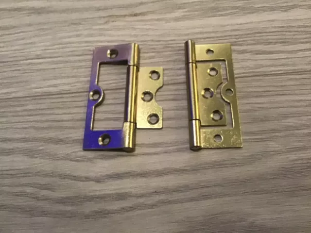 Brass Flush Door Hinges for Cabinet, Cupboard, Toy Box  - from 2 to 10 pairs