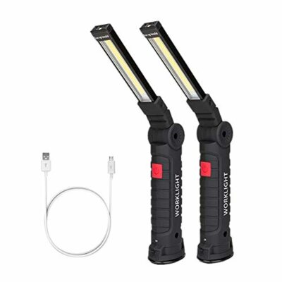 5 Modes Camping Lampe pour Auto Lampe Atelier COB Lampe Torche Lampe de Poche avec Base Magnétique Camping Coquimbo Lampe de Travail Rechargeable etc Garage d'urgence Grand, 2 Pièces 