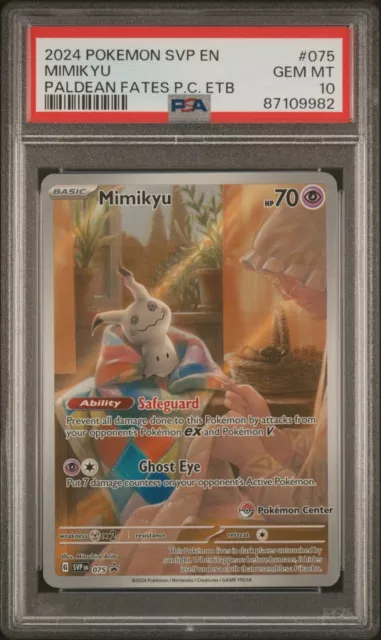 Svp En-Sv Black Star Promo 075 Mimikyu Paldean Fates Pokemon Centre Etb Psa 10