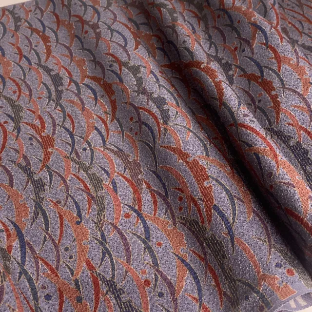 Vintage Japanese Kimono Silk Fabric, Purple Waves Long Panel 170cm