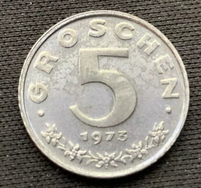 1973 Austria 5 Groschen Coin PROOF  ( Mintage 12K )  Rare World Coin     #N95