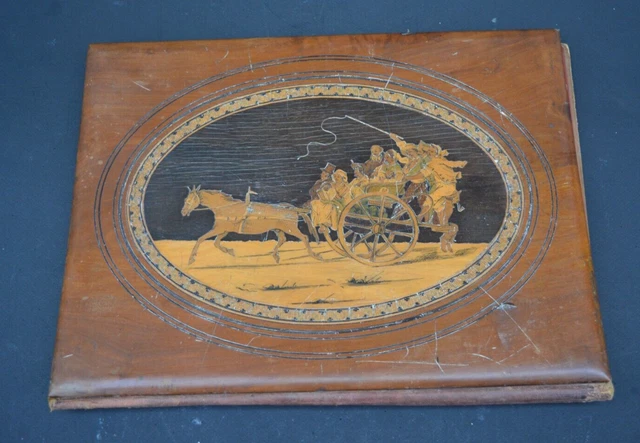 Souvenir De Cannes En Marqueterie De Bois Sorrento - XIXème Siècle - Dimensions 9x7,33 Cm - Occasion Bon état