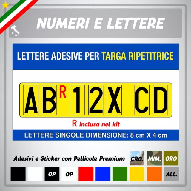 Lettere Numeri Adesivi Sticker Targa Ripetitrice Rimorchi Carrelli Appendice