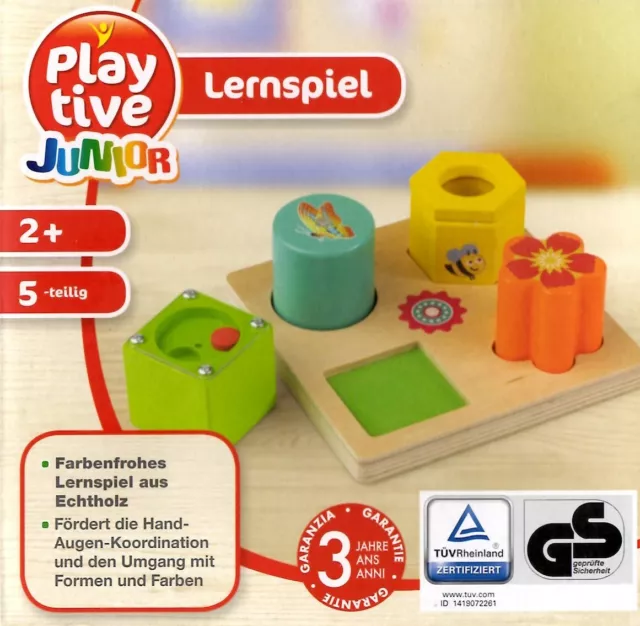 Playtive Junior Lernspiel 5-teilig Holzspielzeug Echtholz Motorik Koordination