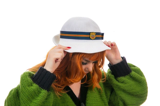 Cappello da cricket kangol da donna vintage bianco navy blu e giallo cappello da barca