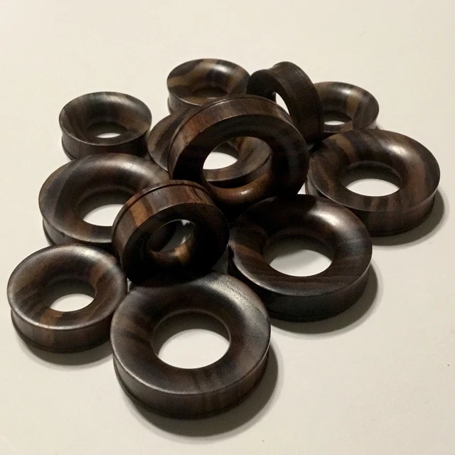 1 PAIR Ear Plugs 1in Gauge Concave Sono Wood Double Flare Saddle Organic Tunnels