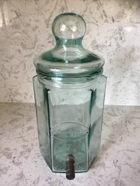 Pierre Smirnoff Vodka Infusion Glass Dispenser Jar Green Brass Spigot