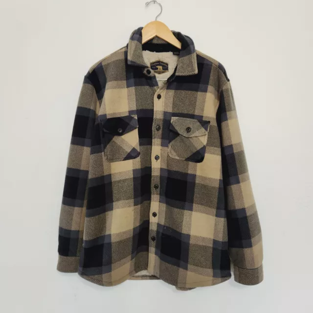 Freedom Foundry Fleece Shacket Men’s Size Large Plaid Sherpa Lined Shirt Jacket