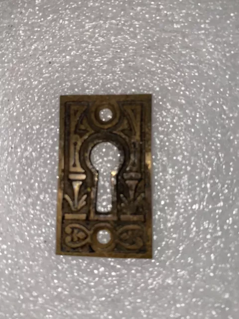 Antique Brass EastLake Design KeyHole Cover Escutcheon Vintage