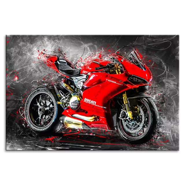 Acrylglas Wandbild Glasbild Poster Ducati Panigale Abstrakt Kunstbilder Motorrad 2