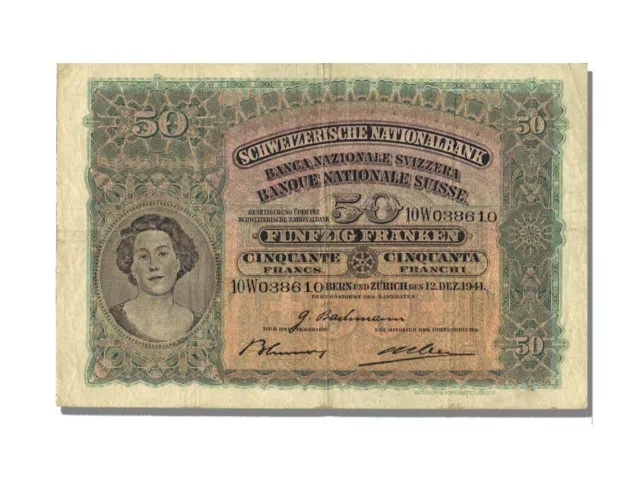 [#22600] Banknote, Switzerland, 50 Franken, 1941, 1941-12-12, VF(30-35)