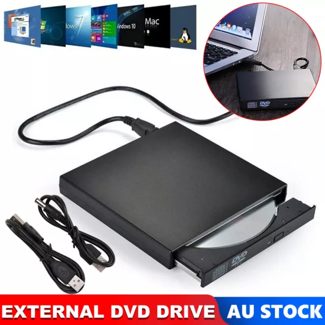 USB External DVD Drive Writer Burner RW ROM CD Player For Notebook Mac Laptop AU