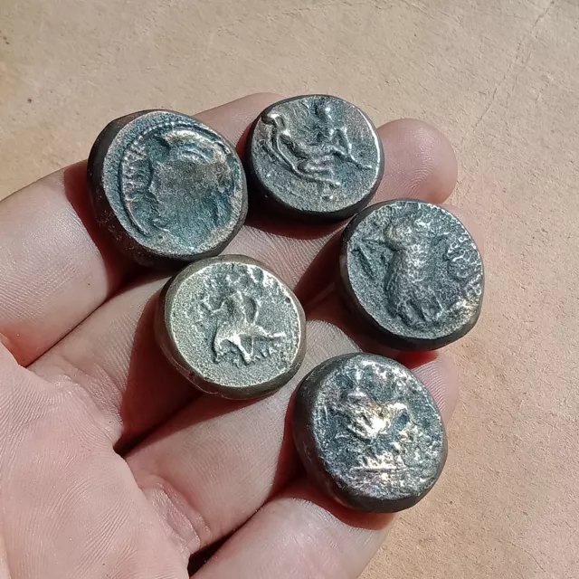 Lot Of 5 Ancient Silver Bronze Greek Roman Coins - Group Coins