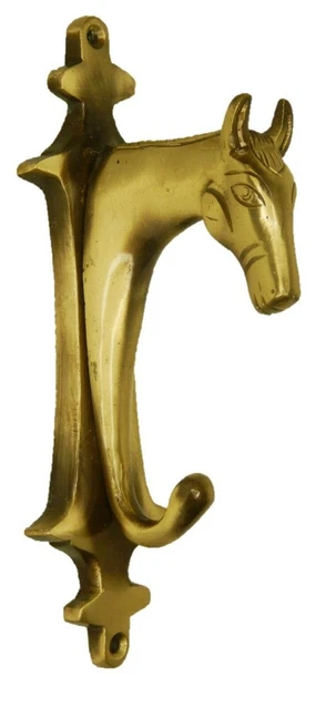 Horse Shape Antique Repro Handmade Brass Towel Key Cup Cloth Wall Hanger Hook