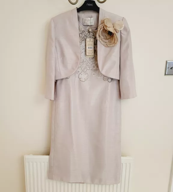 Jacques Vert Size 8 Cream Dress & Jacket Outfit Duo Wedding Mother Of The Bride