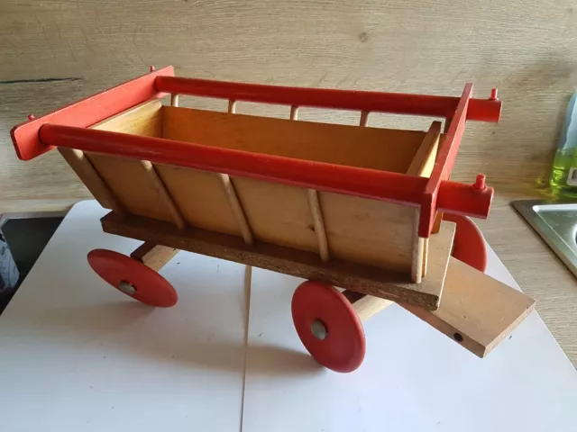 original Erzgebirge Holzspielzeug Heuwagen Leiterwagen Pferdewagen