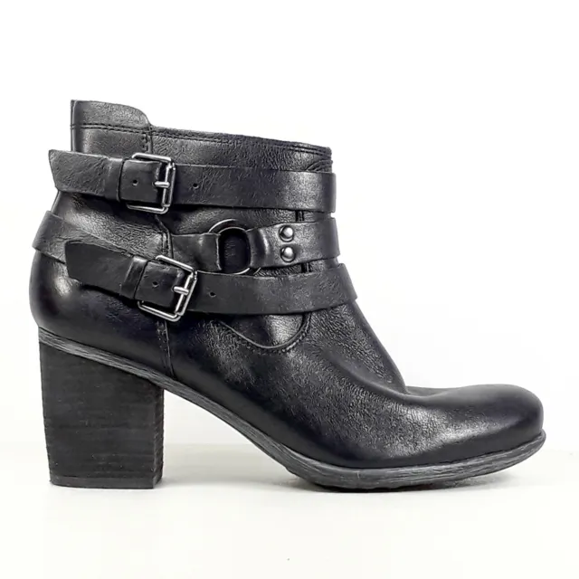 Josef Seibel Brittany Womens Black Leather Buckle Straps Zip Bootie Size US 6.5