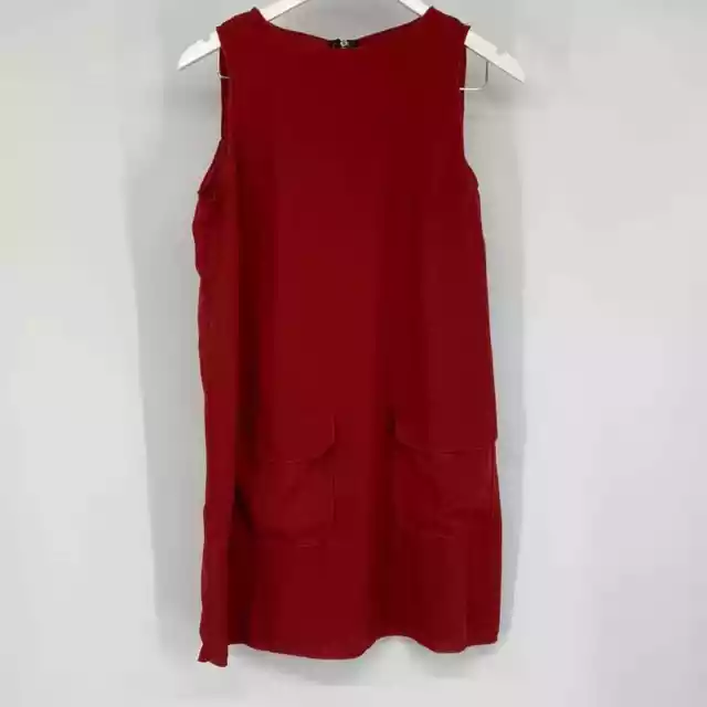 AX Paris Women Sleeveless Zip Back Crew Neck Shift Dress Knee Length Red Size 12