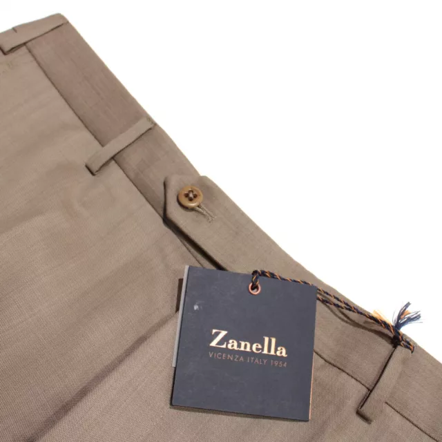 Zanella NWT Dress Pants Size 36 US Devon In Light Brown Melange 100% Wool