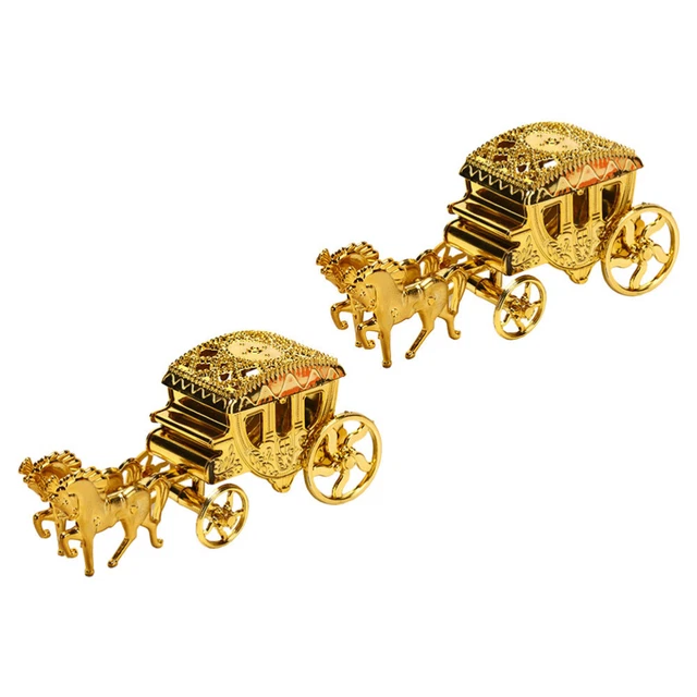 2 Pcs Faveur De Mariage Garniture D'or Décor De Bonbons Boite Cadeau