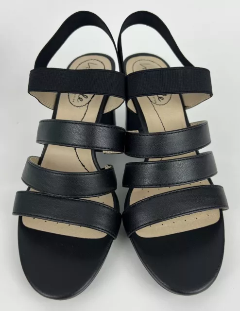 NEW LifeStride Artist Heels Sandals Pumps Sz 6M Black 3 Straps Block Heel Womens