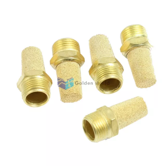 5Pcs 3/8" PT Thread Sintered Bronze Pneumatic Exhaust Silencer Muffler #