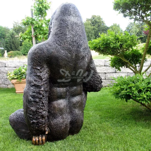 GORILLA Bruce lebensgroß sitzend AFFE schwarz Deko Garten Tier Figur Serengeti 3